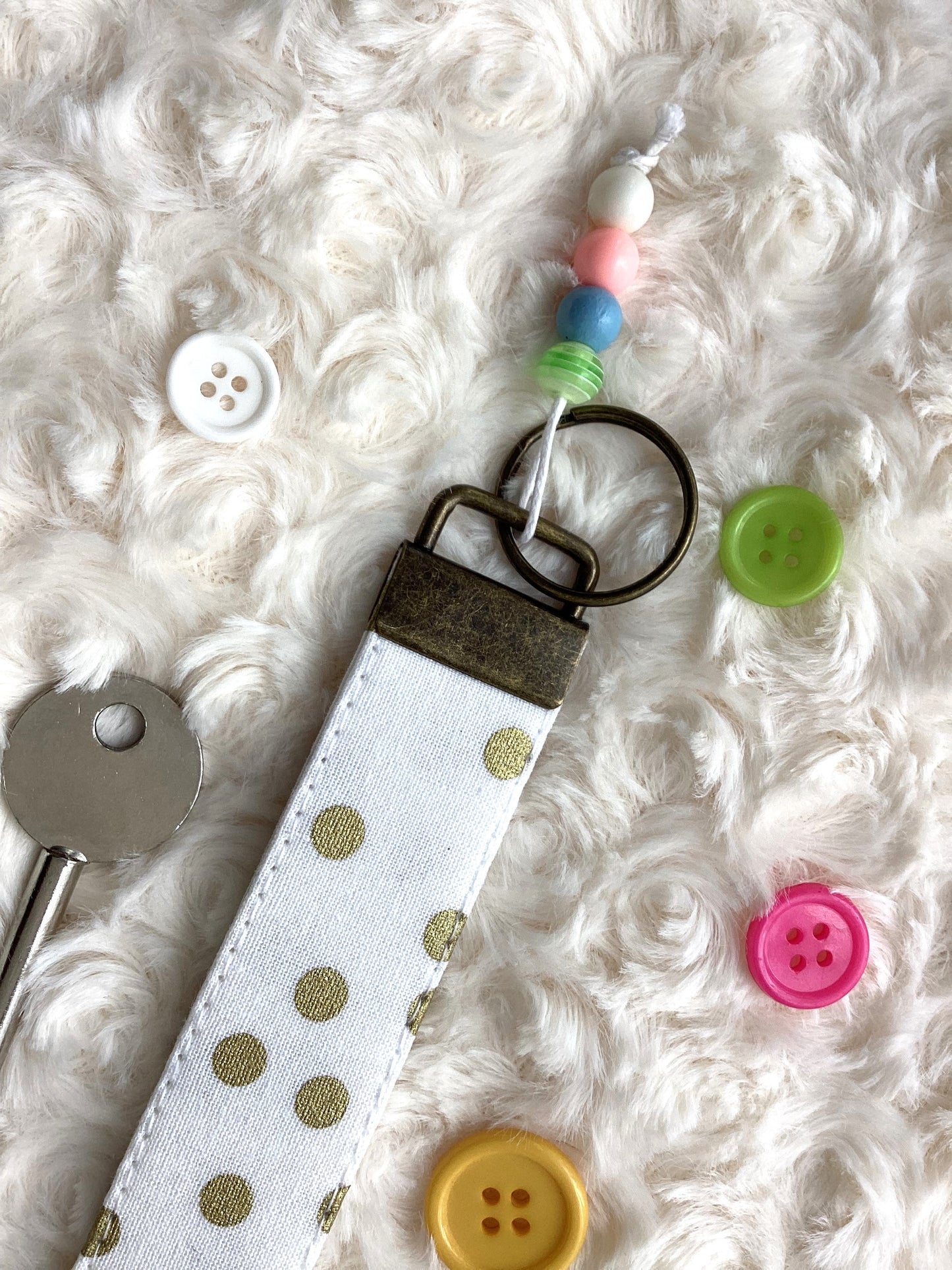 Gold Polka Dot Wristlet - a-c-jdesigns