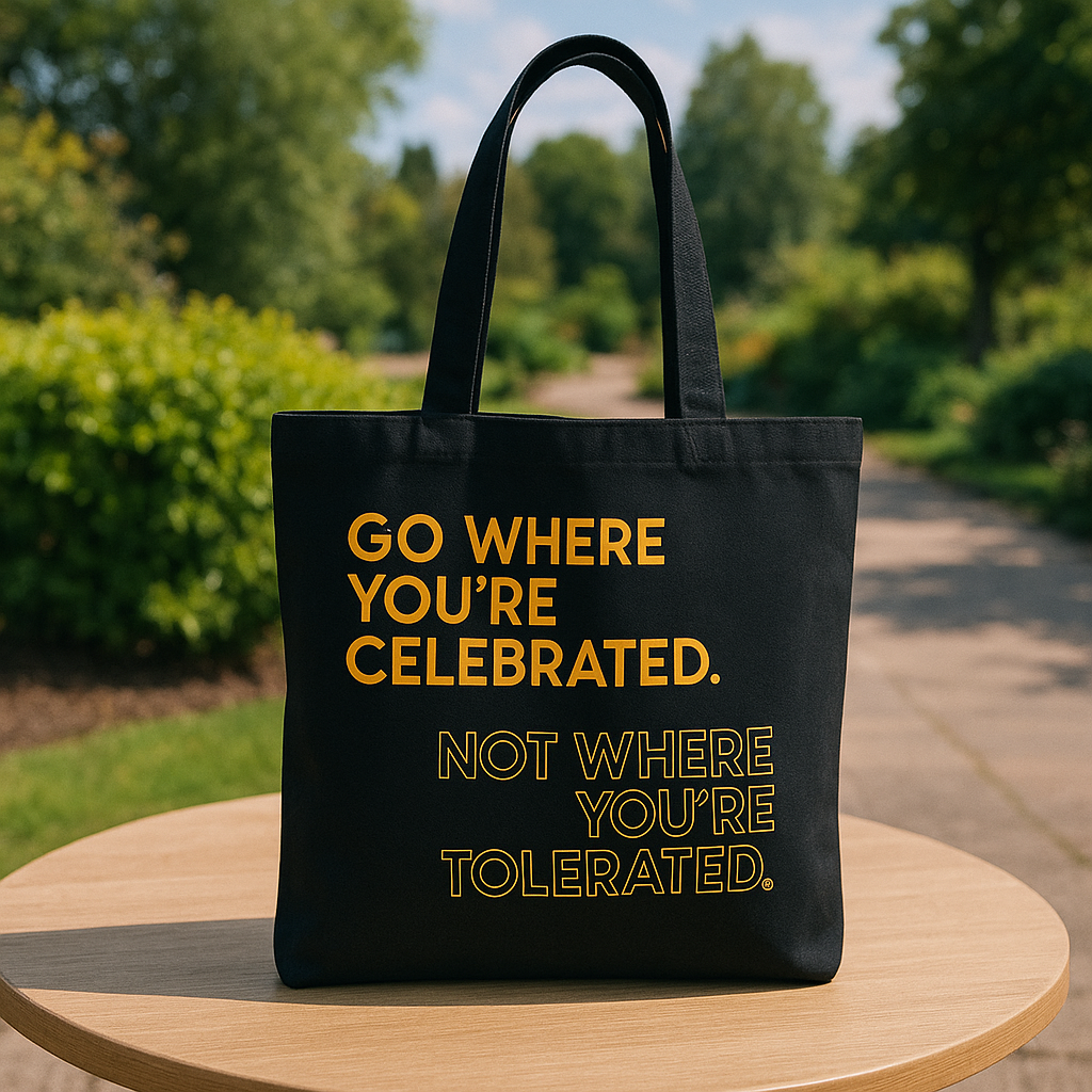 Black Canvas Quoted Bag