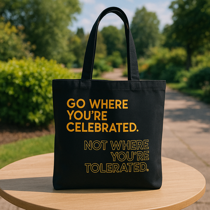 Black Canvas Quoted Bag