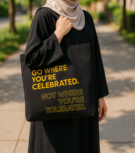 Black Canvas Quoted Bag