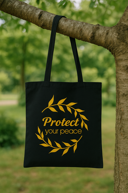 Black Canvas Quoted Bag