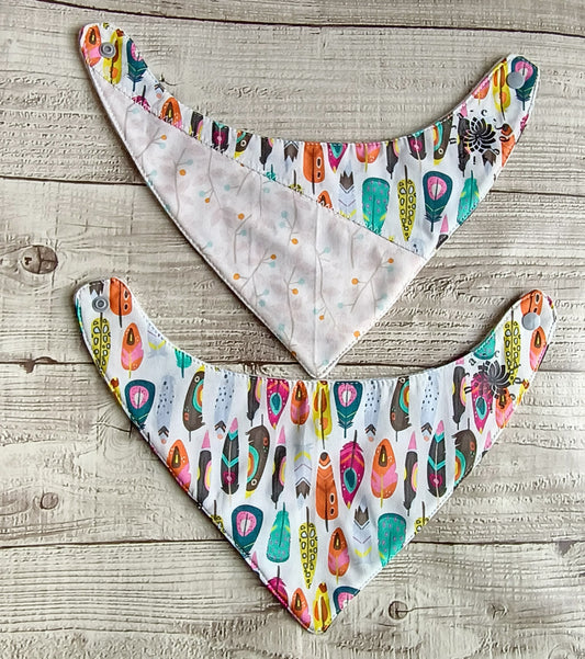 Feather Floral Pathcwork 2 Piece Bib Set