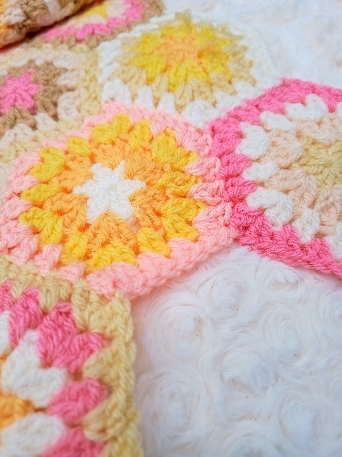 Sunset Bloom Hexagon Granny Crochet Blanket