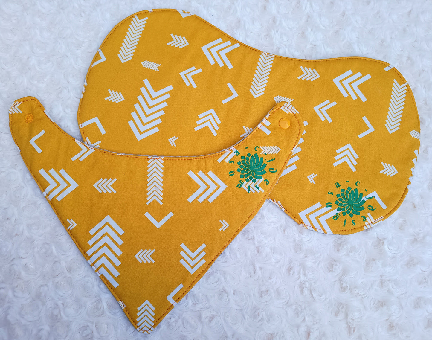 Golden Mustard Arrow Print Bib Set