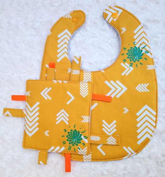 Golden Mustard Arrow Print Bib Set