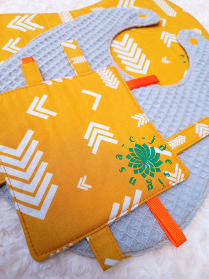 Golden Mustard Arrow Print Bib Set