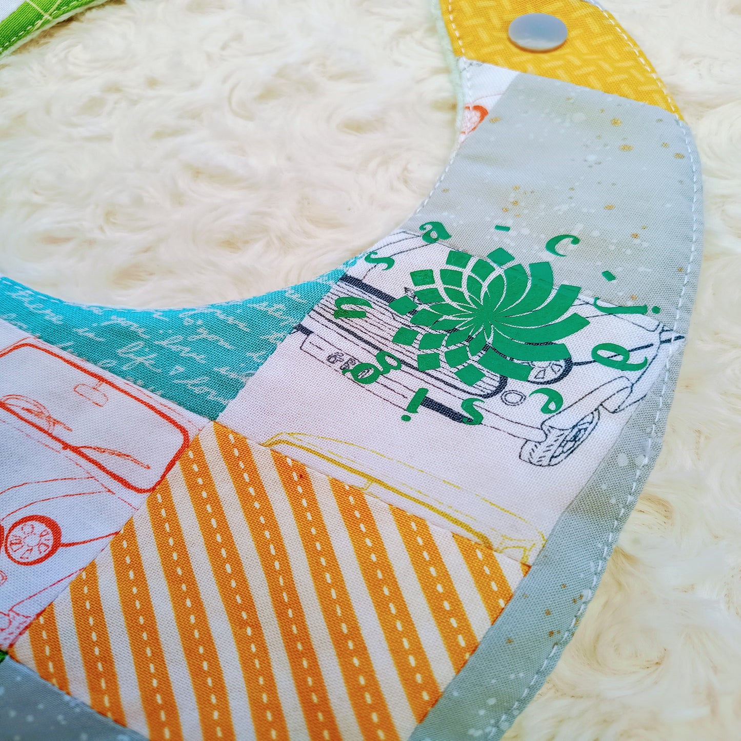Colorful Cars Patchwork Design Bib Set
