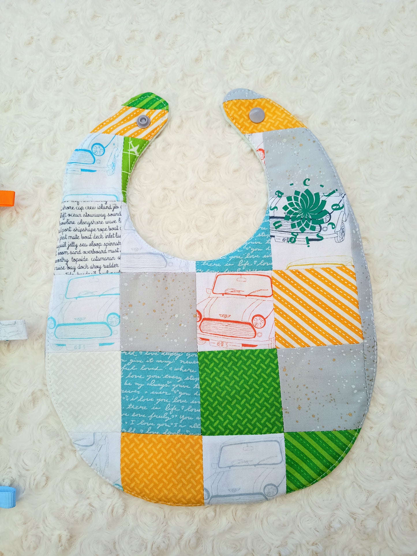Colorful Cars Patchwork Design Bib Set