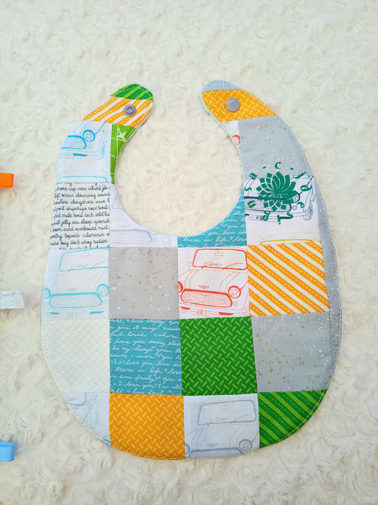 Colorful Cars Patchwork Design Bib Set