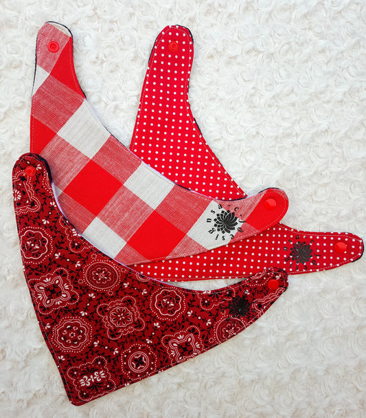 Classic Red Collection Bandana Style Bib Set