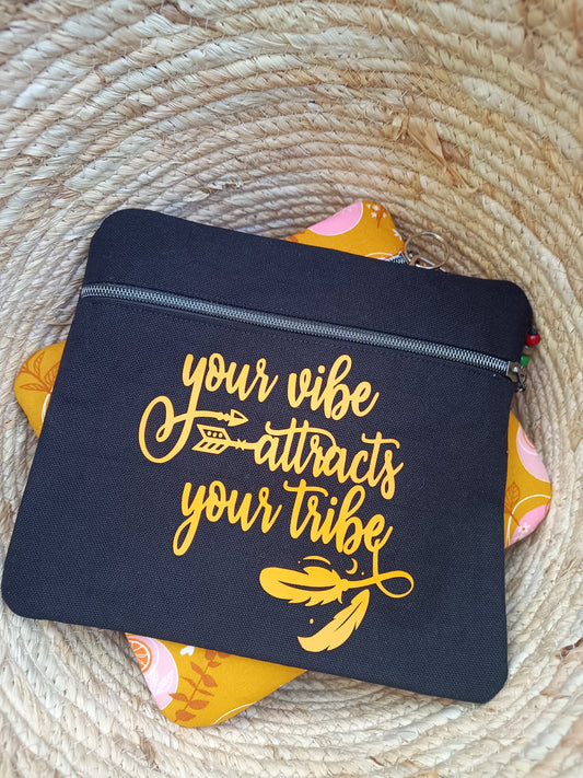 Black Canvas Quoted Zipper Pouch