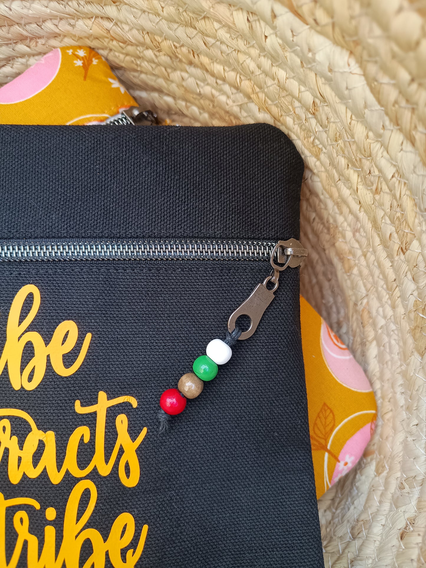 Black Canvas Quoted Zipper Pouch
