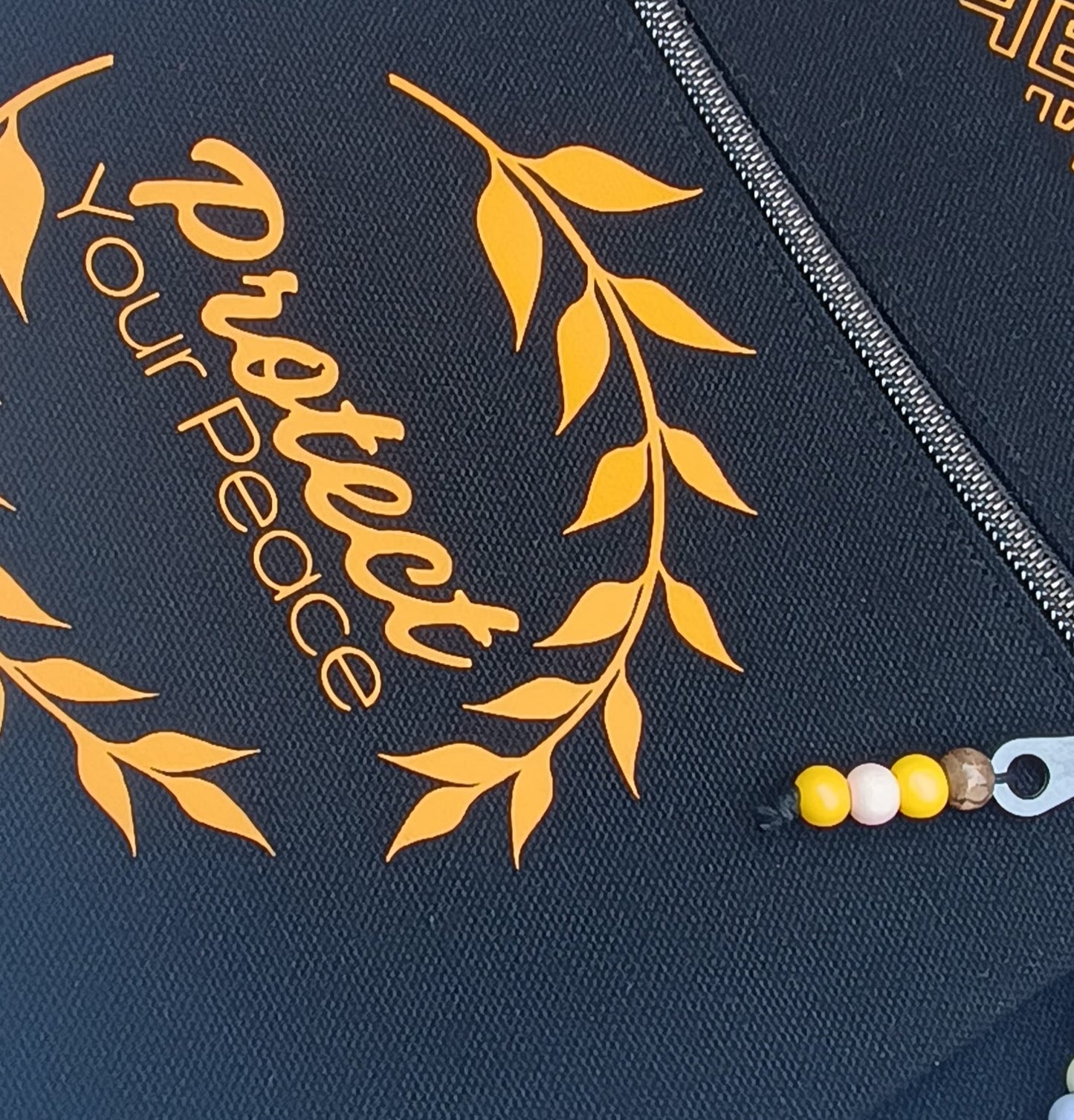 Black Canvas Quoted Zipper Pouch