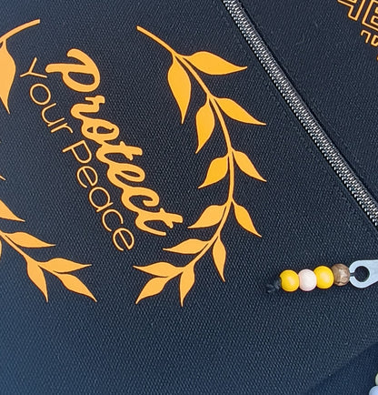 Black Canvas Quoted Zipper Pouch