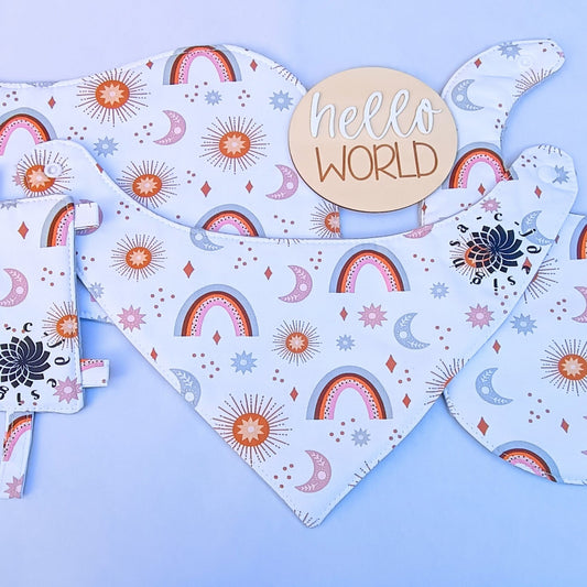 Rainbow, Sun & Stars Bib Set