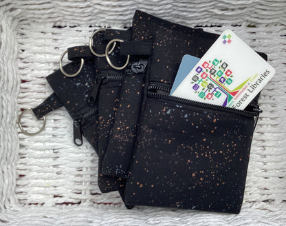 Black Speckled Zipper Coin Pouch