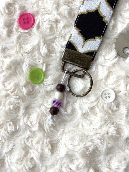 Geometric Gold, White & Black Wristlet