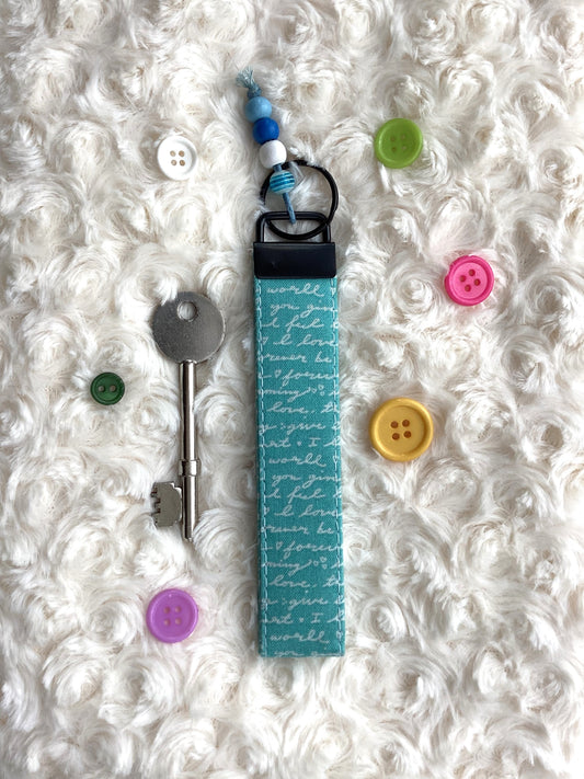 Aqua Script Wristlet