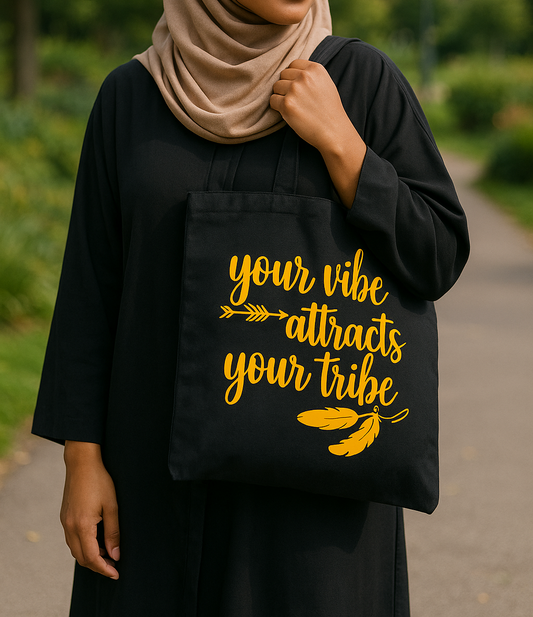 Black Canvas Quoted Bag