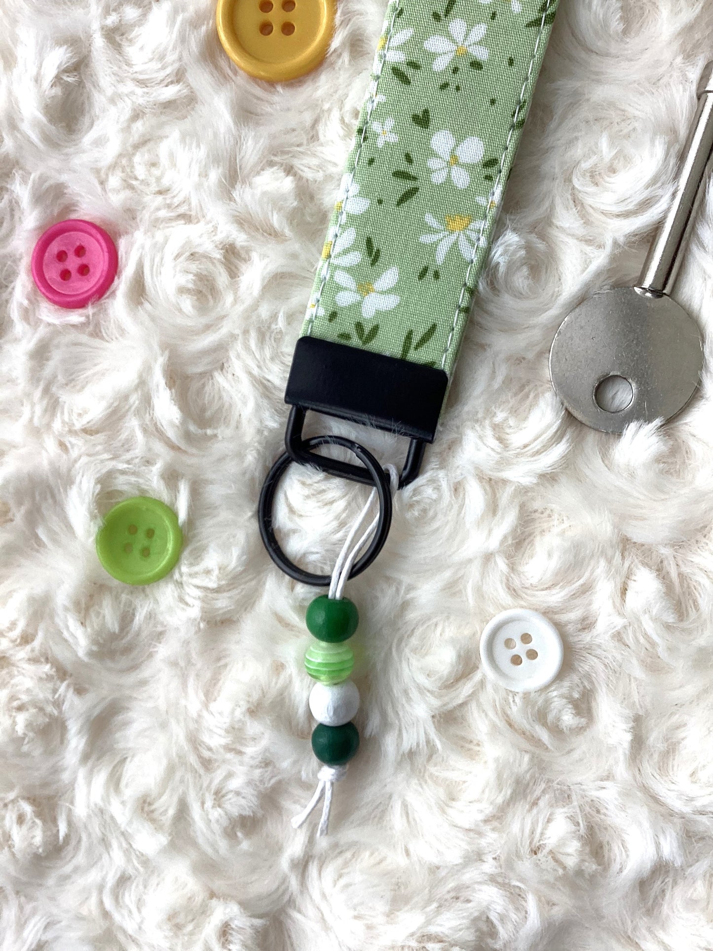 Green Floral Wristlet