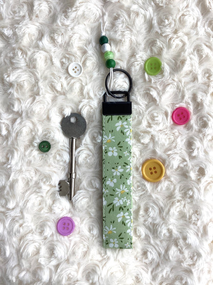 Green Floral Wristlet