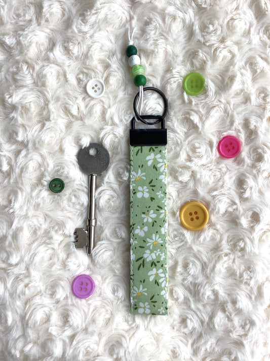 Green Floral Wristlet