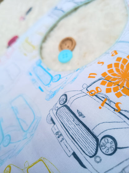 Vintage Car Print Baby Bib Set