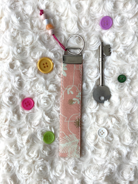Pretty Pink, White Floral & Metalic Gold Wristlet - a-c-jdesigns