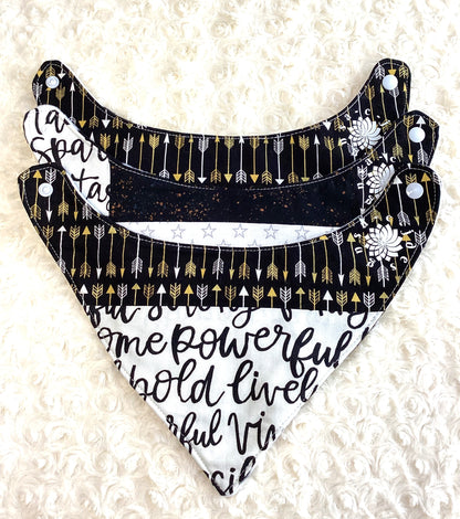 Black White & Gold 3 Piece Bib Set