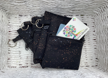 Black Speckled Zipper Coin Pouch