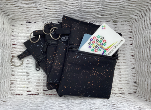 Black Speckled Zipper Coin Pouch